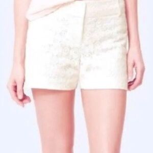 EUC Ann Taylor Loft Factory Lace Crochet Overlay White Shorts Size 14